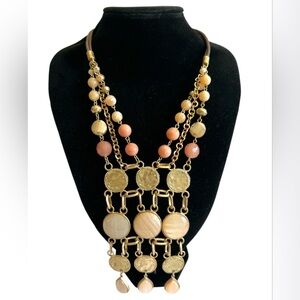 Chico's Renae Runway Collectable Gold Tone With Mylti Layer Accents Bib Necklace